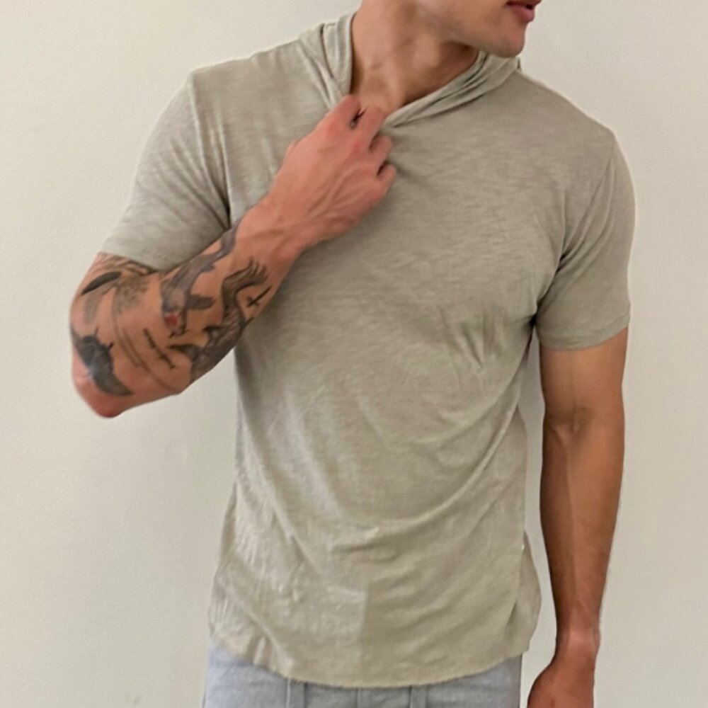 4 Corners Short Sleeve Hoodie (Sage) 100% USA Cotton